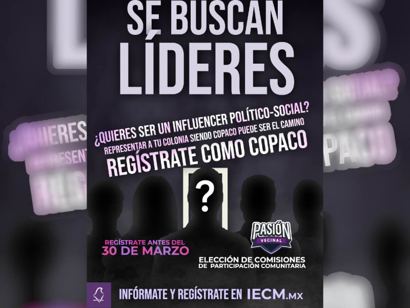 IECM recuerda que mañana vence el plazo para registro de candidaturas de COPACOS 2023